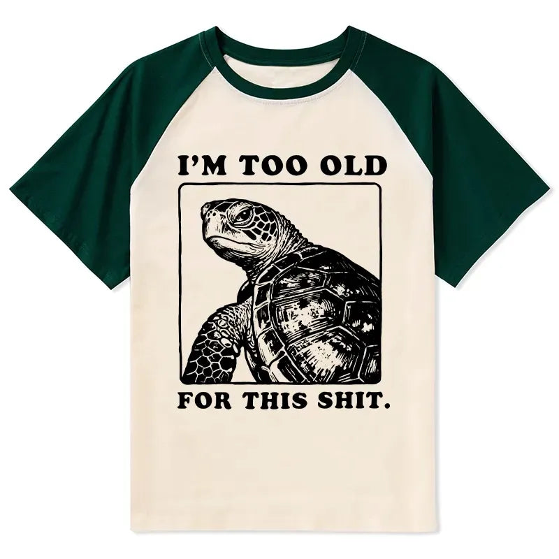 Kyoto-Lion Turtle I Quit Meme Energy Raglan T-shirt