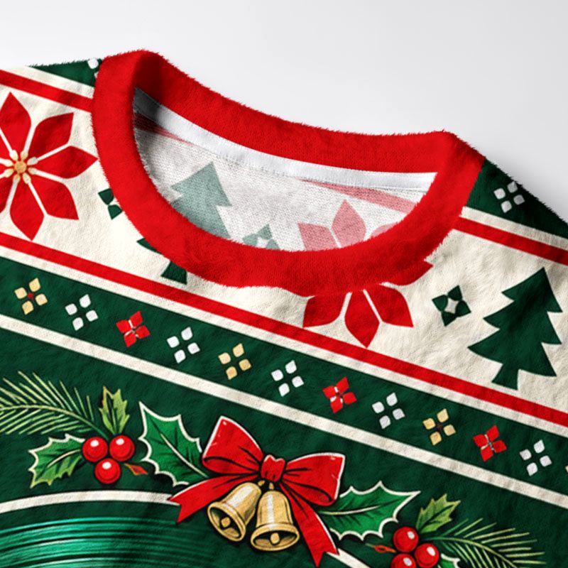 Kyoto-Lion Koi Fish Record Party Fuzzy Christmas Ugly Sweatshirt