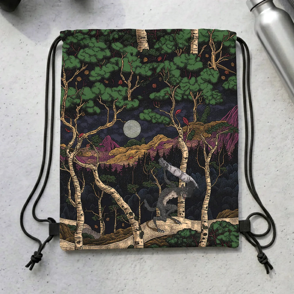 Kyoto Lion Drawstring Backpack for Travel