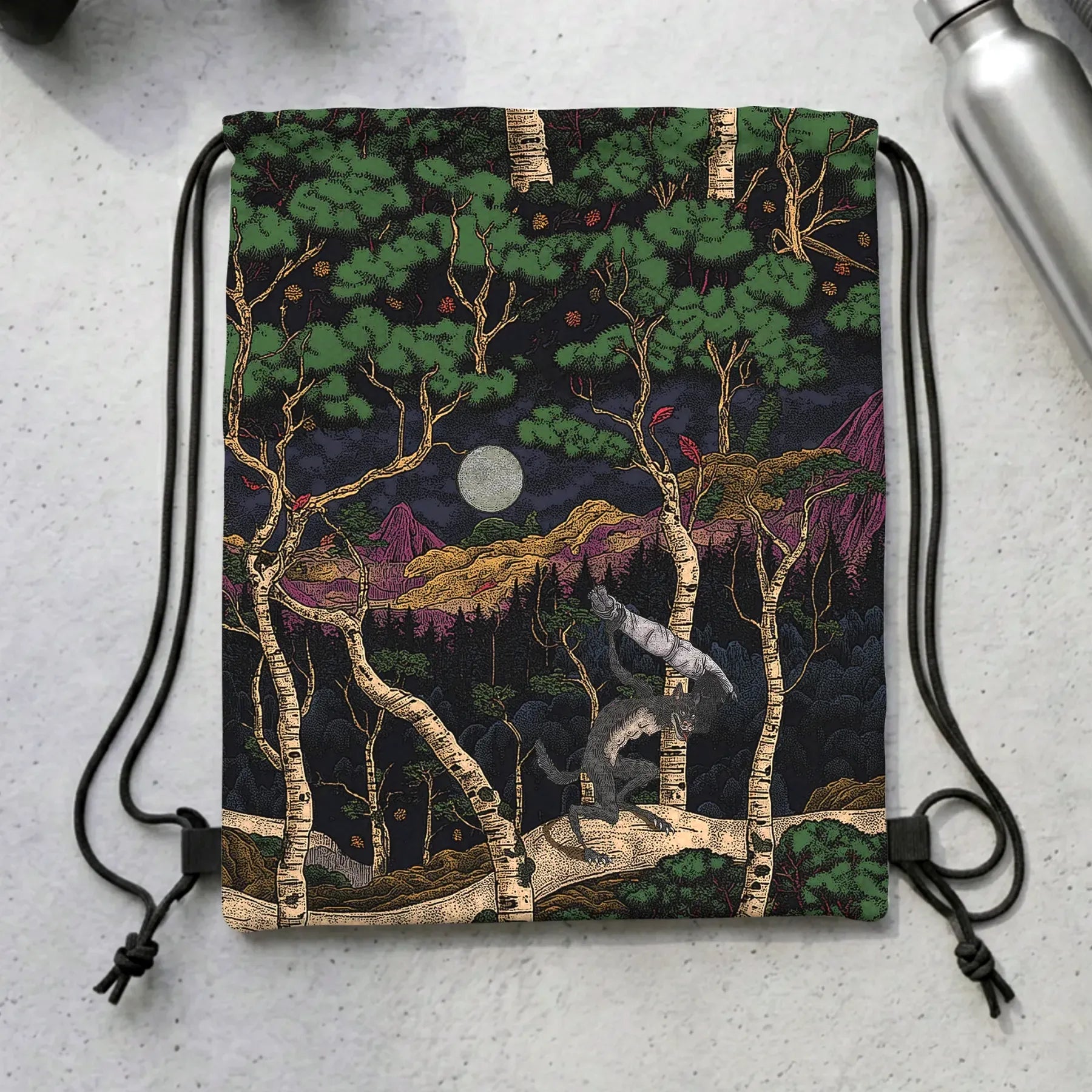Kyoto Lion Drawstring Backpack for Travel