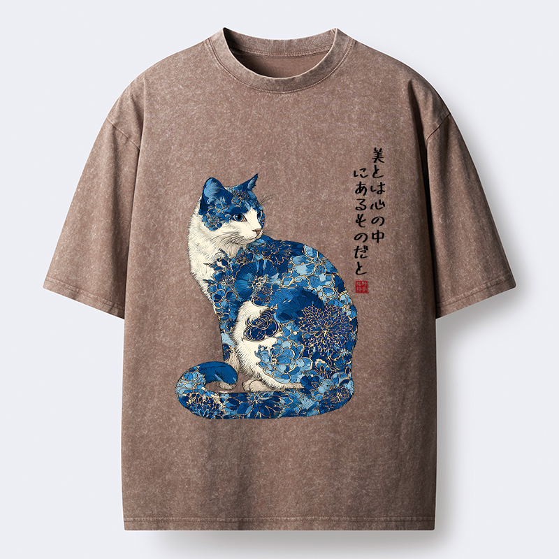 Unisex Cotton T-Shirt with Japanese Art