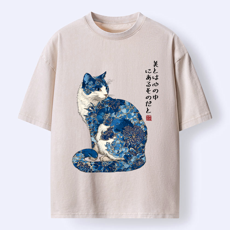 Unisex Cotton T-Shirt with Japanese Art