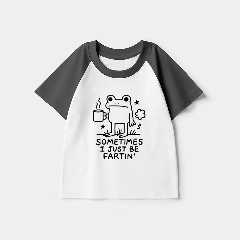 Kyoto-Lion Sometimes A Frog Just Needs To Fart Kids Raglan T-shirt