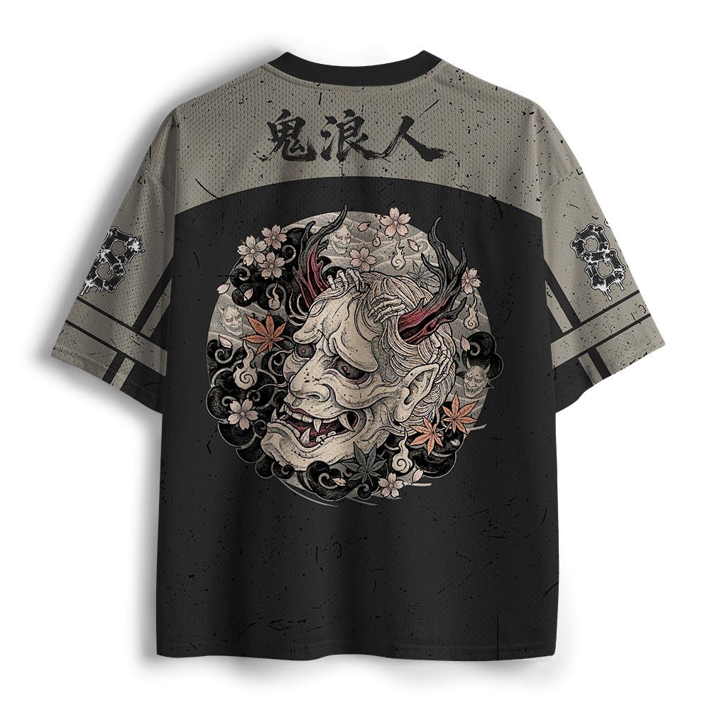 Breathable Oni Skull Mesh Jersey for Daily Wear