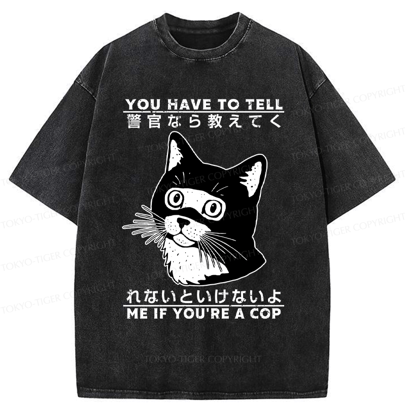 Kyoto-Lion Funny If you're a cap Cat Meme Washed T-Shirt