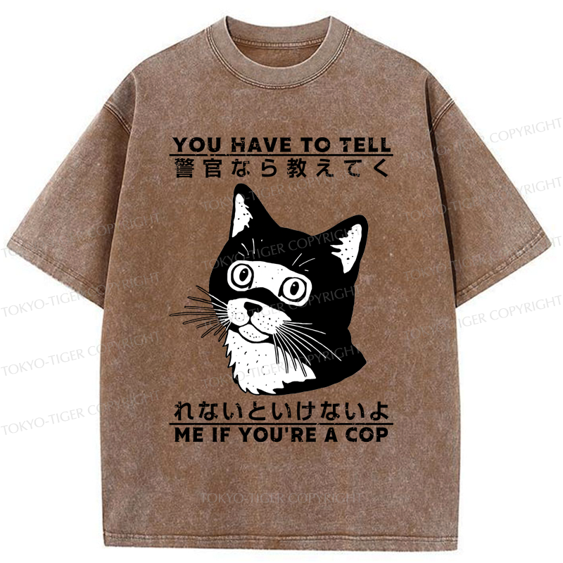 Kyoto-Lion Funny If you're a cap Cat Meme Washed T-Shirt
