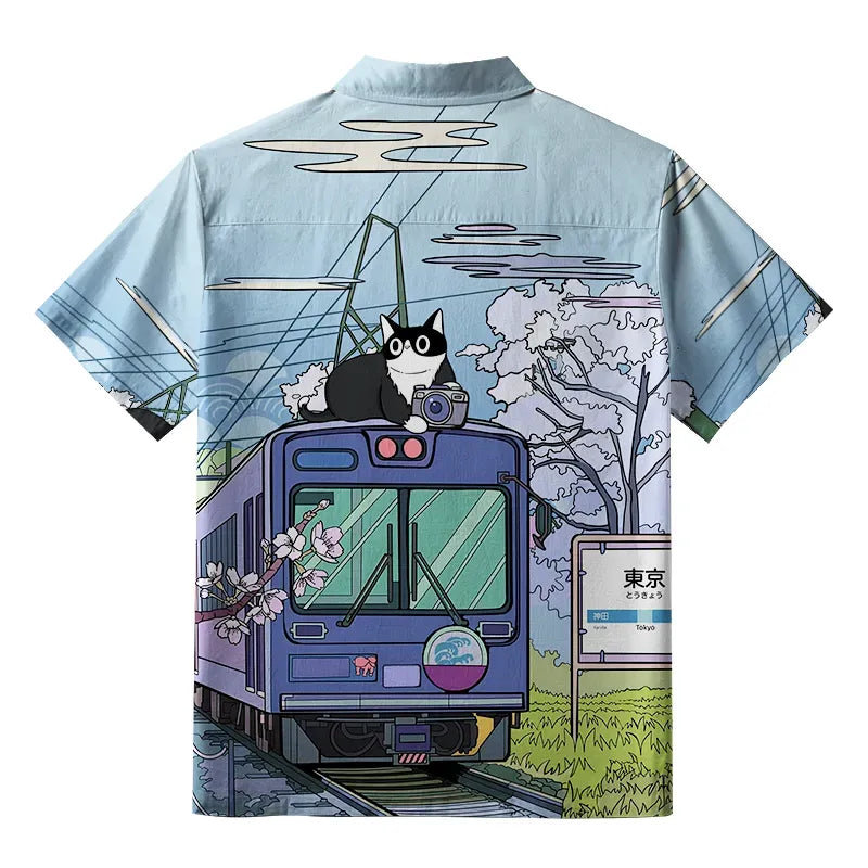 Kyoto-Lion Button-up Shirt for Vacation