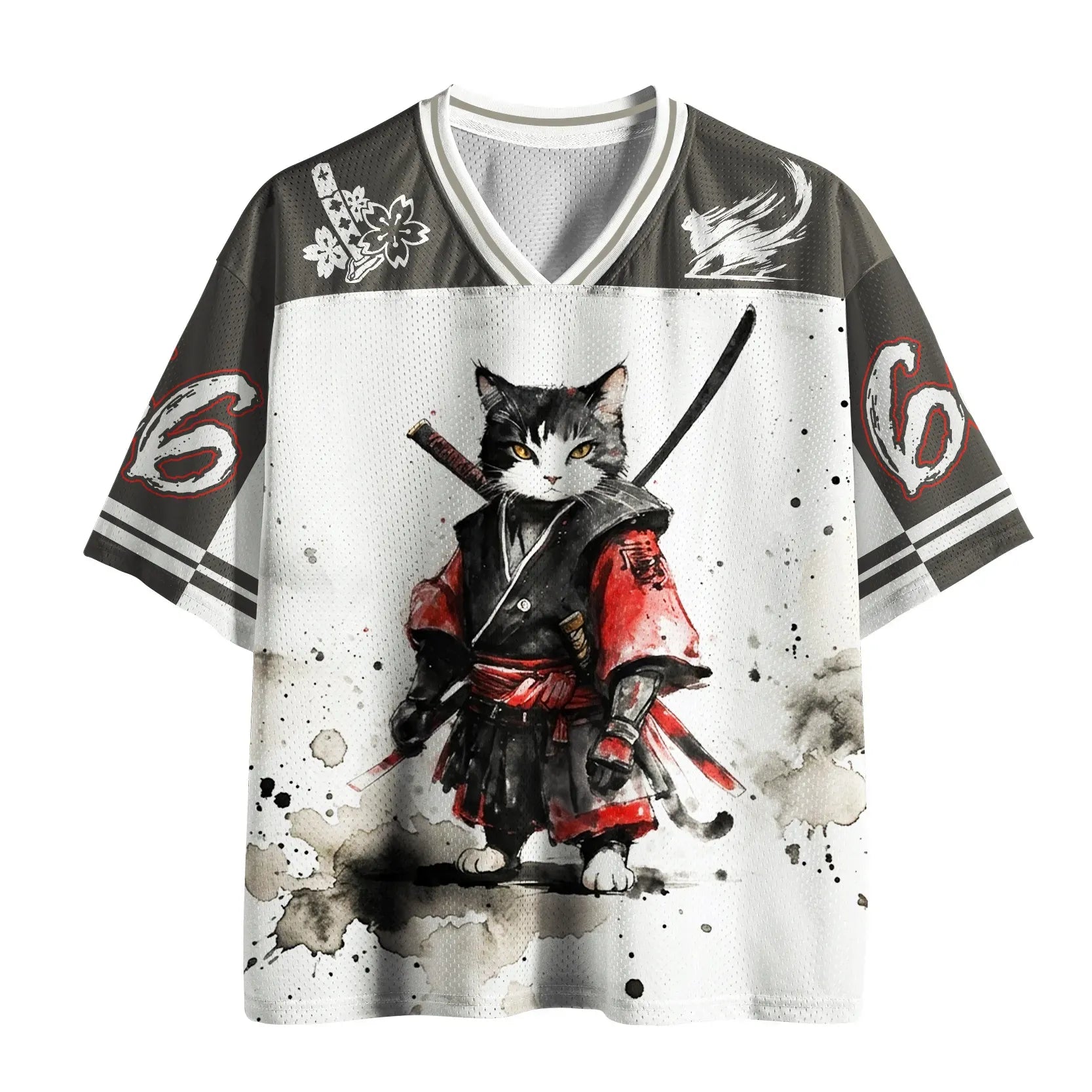 Kyoto-Lion Sumie Samurai Cat Mesh Jersey