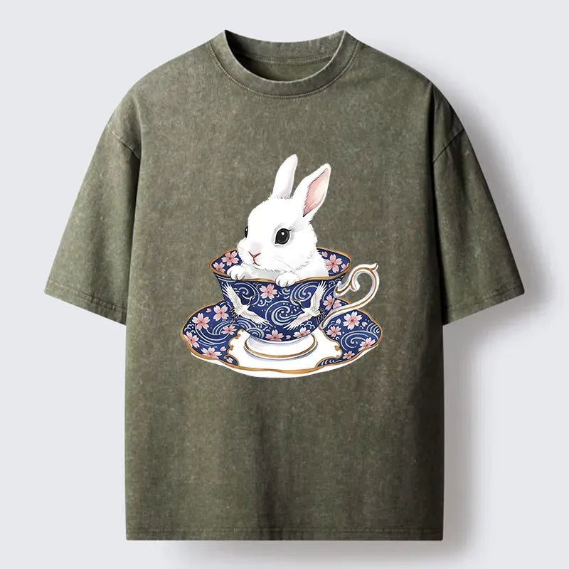 Kyoto-Lion Washed T-Shirt for Summer