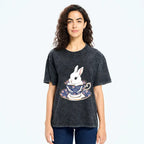 Kyoto-Lion Cute Rabbit Tea Set Washed T-Shirt
