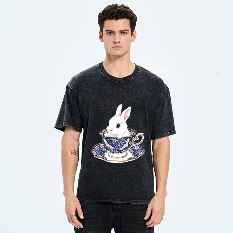 Kyoto-Lion Washed T-Shirt for Summer