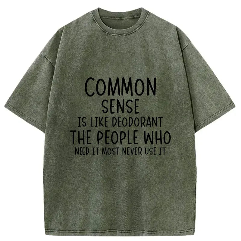 Kyoto-Lion Funny Common Sense Jokes Washed T-Shirt
