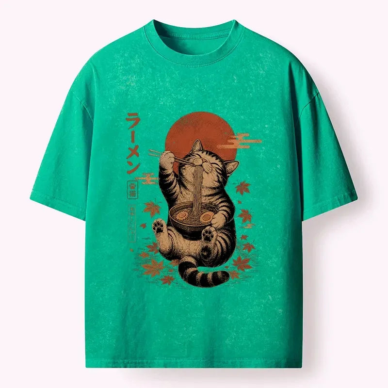 Japanese Art Cat Tee for Summer