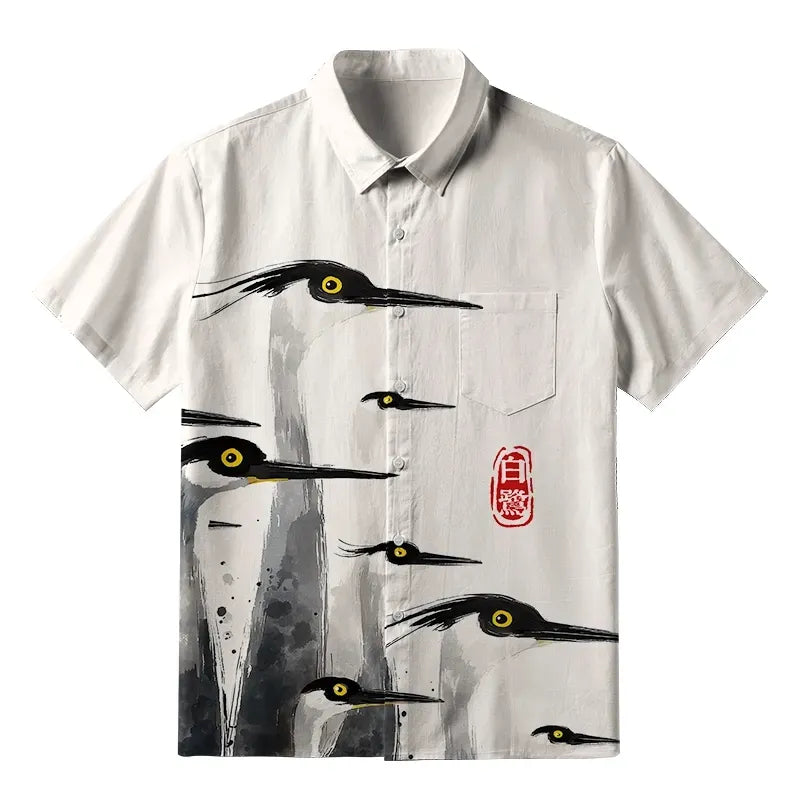 Traditional Japanese Unisex Button-up Shirt