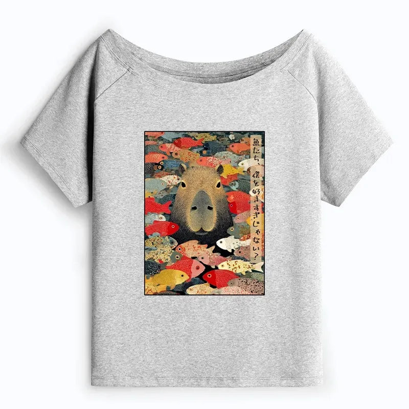 Kyoto-Lion Am I Too Lovable? Off Shoulder T-Shirt