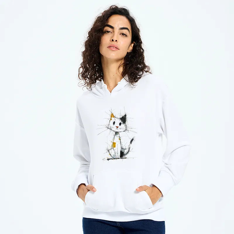 Kyoto-Lion Minimal Splash Ink Cute Cat Classic Hoodie