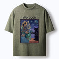 japanese cat print washed t-shirt