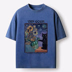 sunflower ukiyo-e cat t-shirt