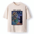 sunflower ukiyo-e cat t-shirt