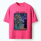 japanese starry cat art t-shirt