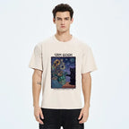 japanese starry cat art t-shirt
