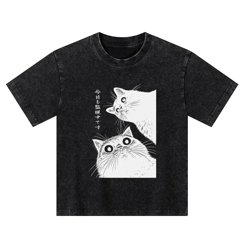 Trendy kids streetwear cat t-shirt