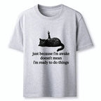 Funny black cat not ready yet ukiyo-e shirt