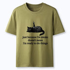 Funny black cat not ready yet ukiyo-e shirt