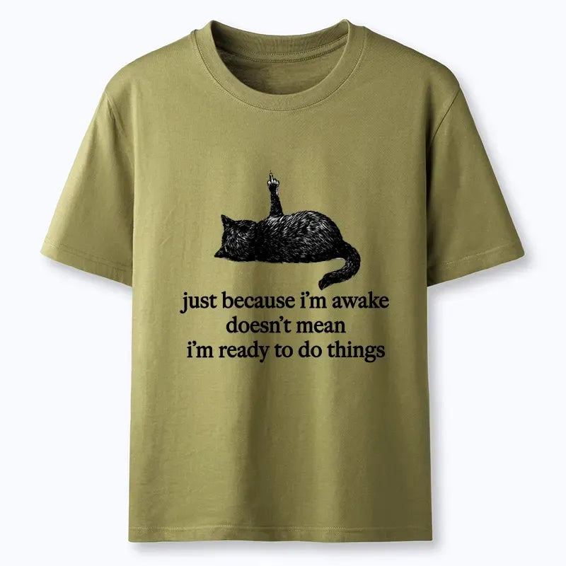 Funny black cat not ready yet ukiyo-e shirt