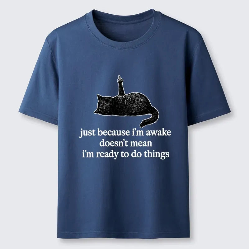 Japanese vintage black cat t-shirt for daily wear