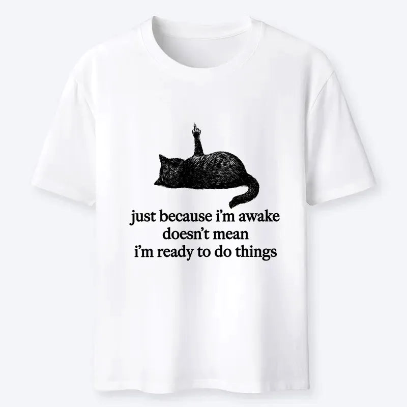 Japanese vintage black cat t-shirt for daily wear