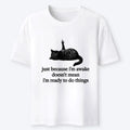 Japanese vintage black cat t-shirt for daily wear