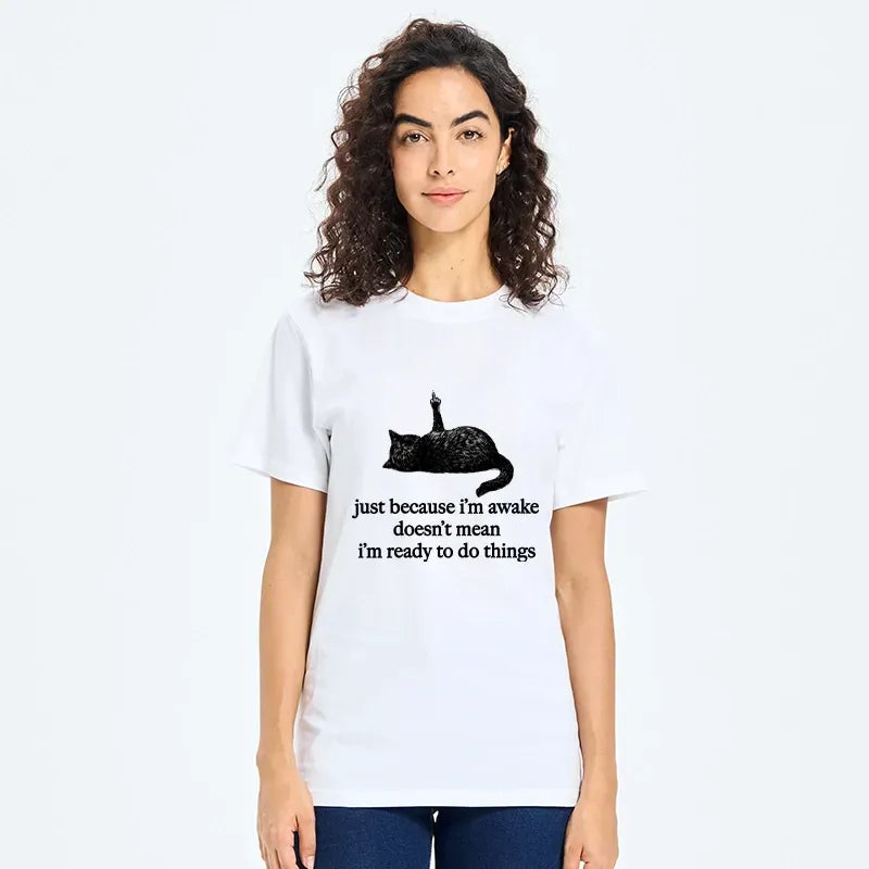 Funny black cat not ready yet ukiyo-e shirt