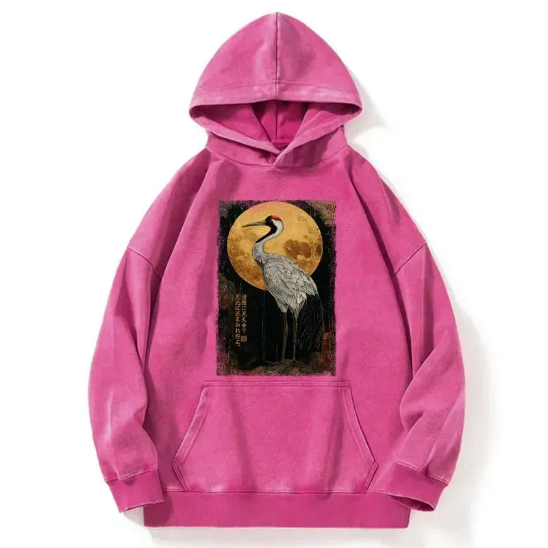 Vintage Japanese Crane Hoodie for Daily Wear