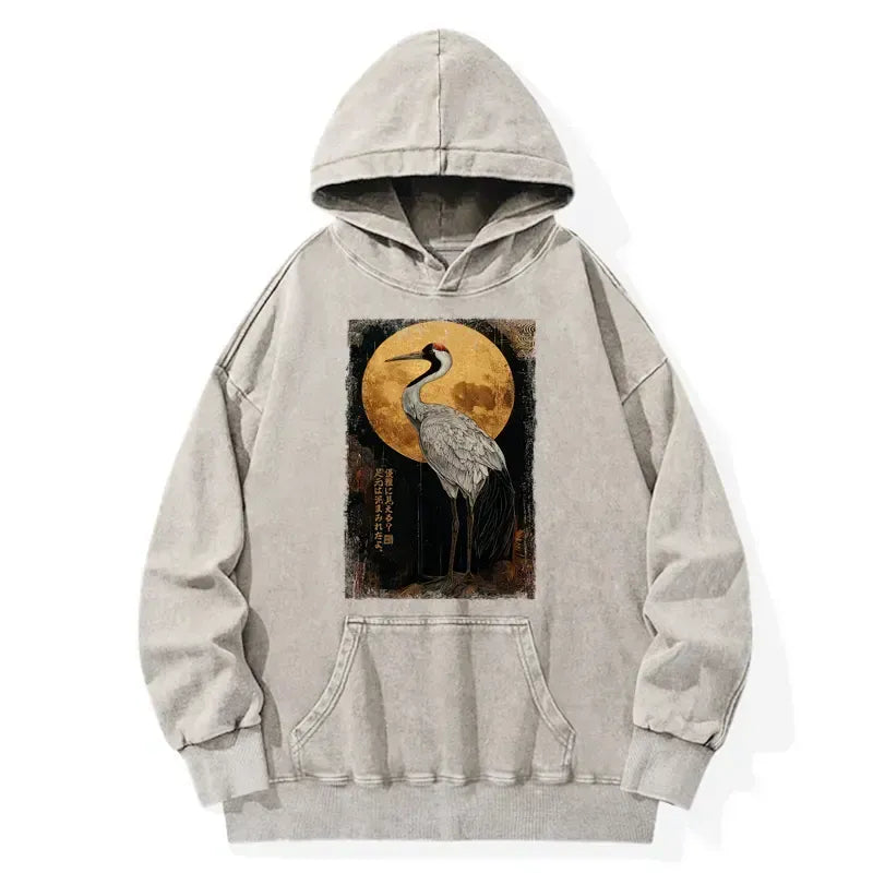 Vintage Japanese Crane Hoodie for Daily Wear