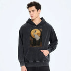 Kyoto-Lion Vintage Japanese Crane Kanji Washed Hoodie
