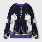 Kyoto-Lion Moon Star Cat Ugly Cardigan Sweater