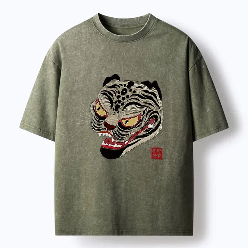 Retro Japanese Tiger Washed T-Shirt