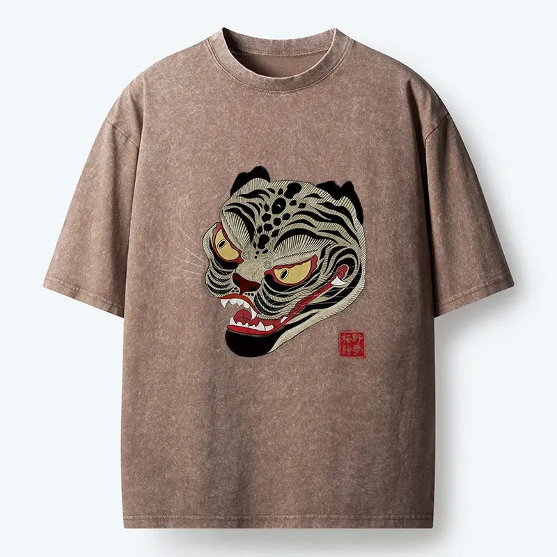 Retro Japanese Tiger Washed T-Shirt