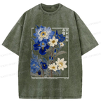 Kyoto-Lion Japan Flower Market Vintage Washed T-Shirt