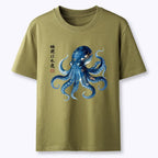 Kyoto-Lion Japanese Ink Blue Octopus Art Classic T-Shirt