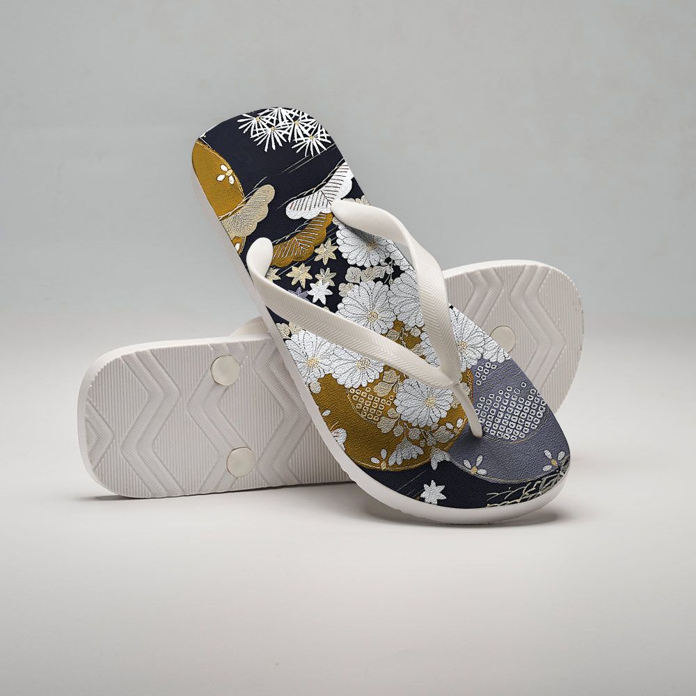 Kyoto-Lion Japanese Floral Collection Flip Flops