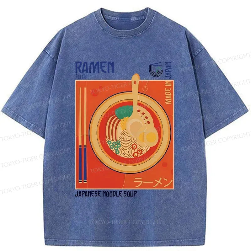 Kyoto-Lion Ramen Poster Washed T-Shirt