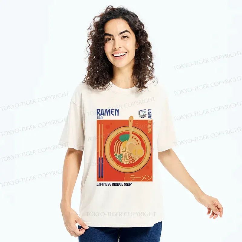 Kyoto-Lion Ramen Poster Washed T-Shirt