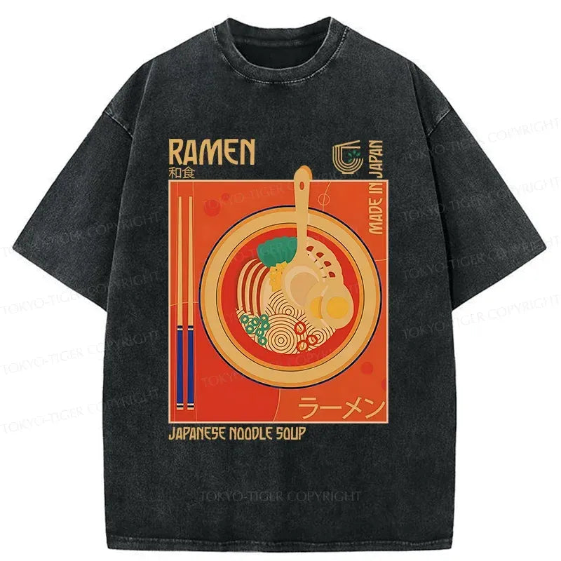 Japanese Vintage Washed T-Shirt for Daily Wear