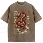 Sakura Dragon Ukiyo-e T-Shirt for Summer