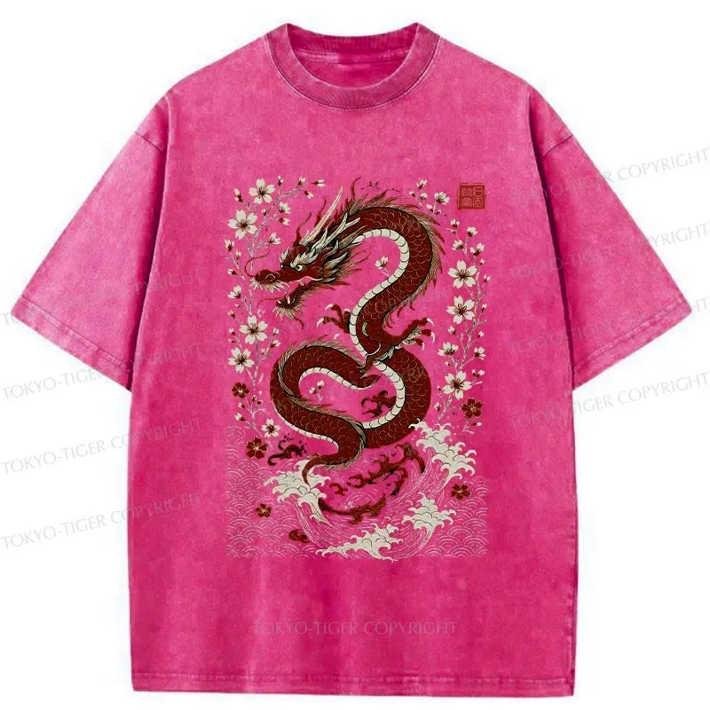 Retro Japanese Dragon Sakura T-Shirt