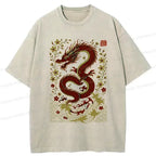 Sakura Dragon Ukiyo-e T-Shirt for Summer