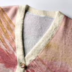 Kyoto-Lion Japanese Ukiyo-e Pink Gold Mount Fuji Landscape Ugly Cardigan Sweater