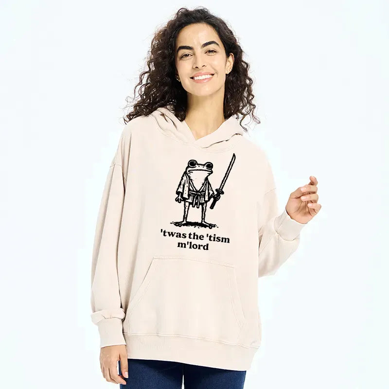 Kyoto-Lion Focused Samurai Frog Washed Hoodie